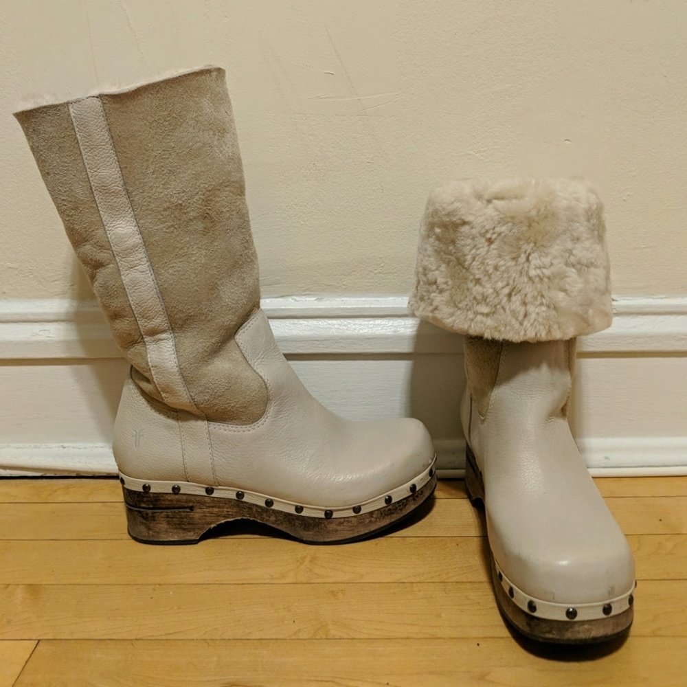 Frye Sheepskin Clog Boots